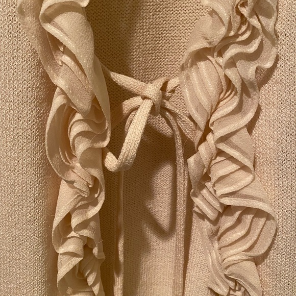 St John Essentials Jacket Cardigan Sweater Santana Knit Silk Ruffled Women's  6 - Picture 4 of 8